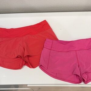 lululemon athletica Red and Pink Athletic Shorts